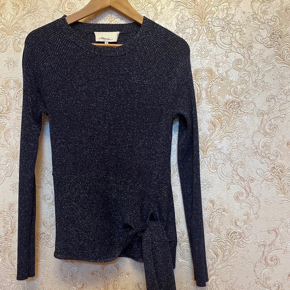3.1 Phillip Lim blue ribbed lurex sweater NWOT M